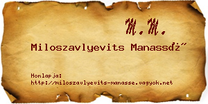 Miloszavlyevits Manassé névjegykártya